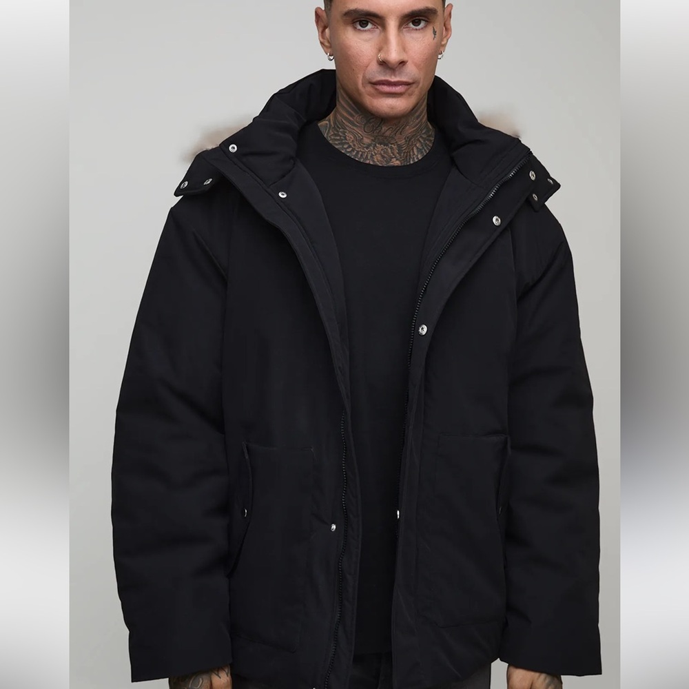 Men's Black Hooded Jacket
